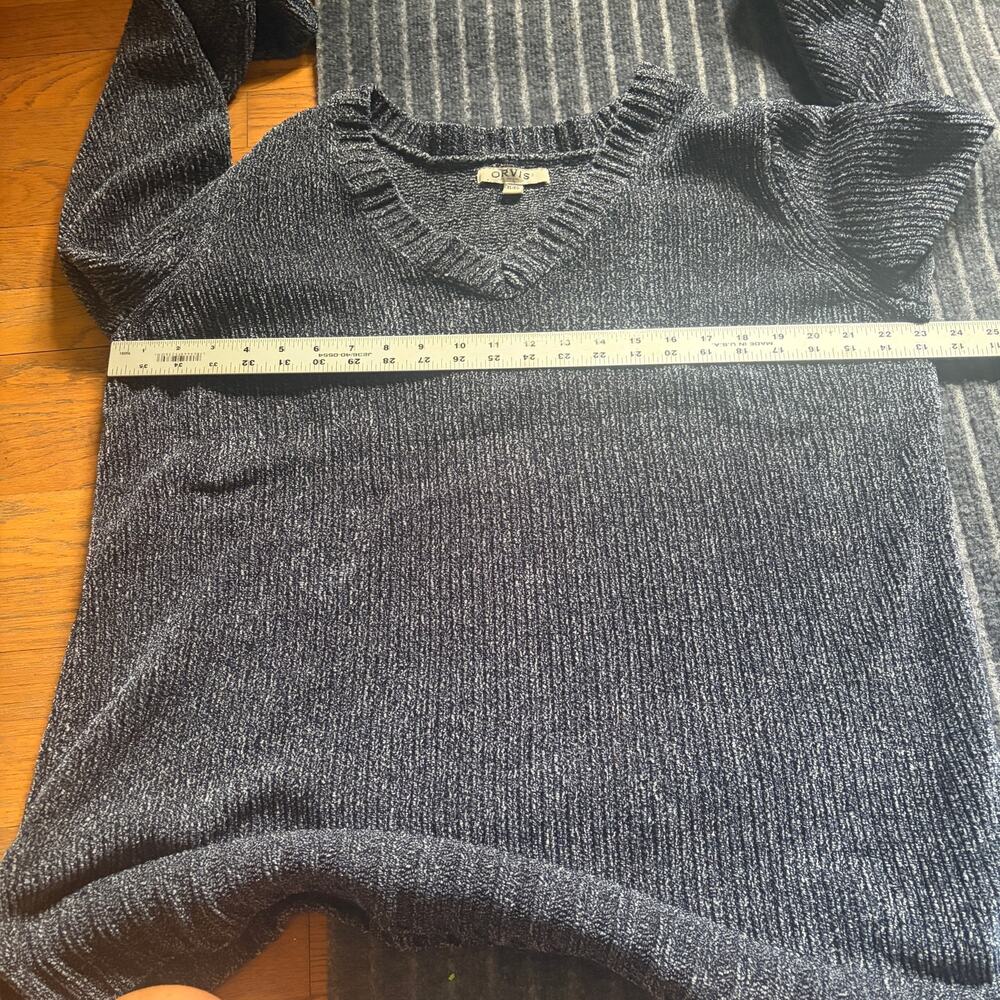 Orvis Varigated Blue Soft Chenille Pullover V-Neck Sweater Blue Gray Size XL - Picture 4 of 6